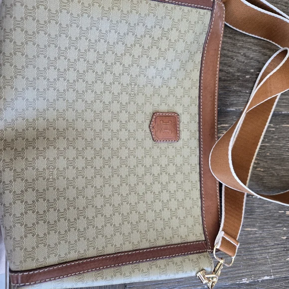 Celine Tan and Brown Crossbody Bag with Signature Style - Picture 2 of 13